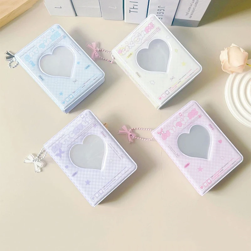 

1PC Cute Bow Photo Album 3 Inch Love Heart Hollow Picture Storage Case Kpop Card Binder Name Card Book Photocard Holder