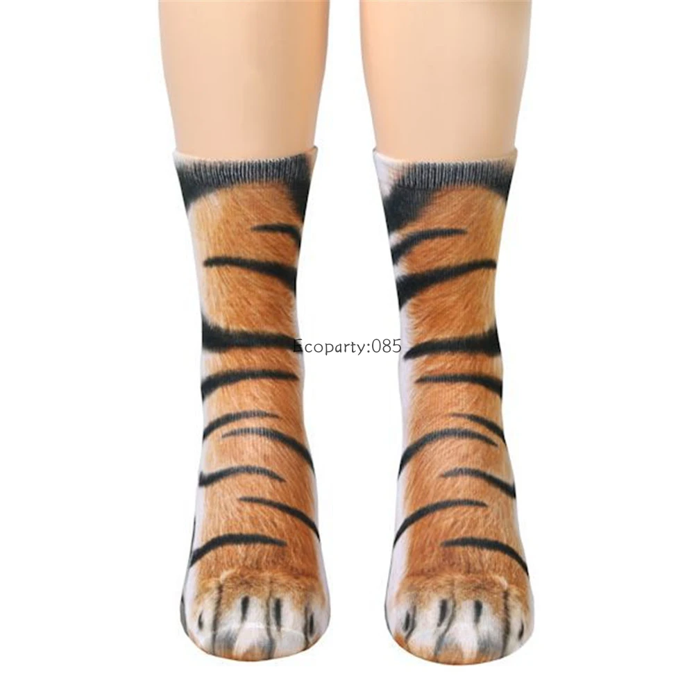 Unisex-Erwachsene, 3D-gedruckte Tierpfoten-Socken, Katze, Hund, Dinosaurier, Tigerpfoten-Socken für Damen und Herren, lustig, lässig, festlich, Geschenk, Socken, 40 cm