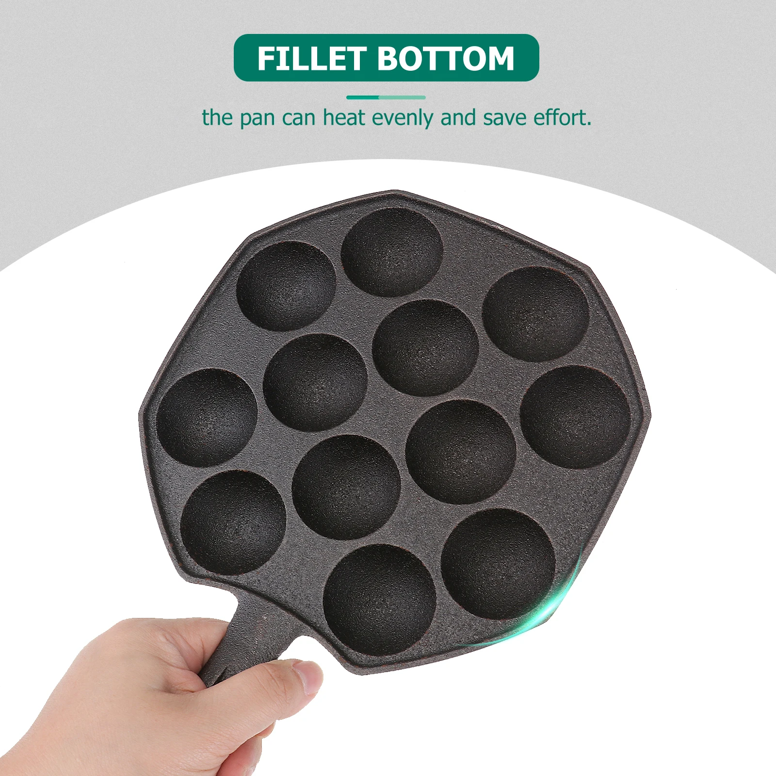

12 Molds Cast Iron Pan Non-stick Baking Tray Octopus Ebleskivers Donut Holes Cake Pops Japanese Cooking Tools