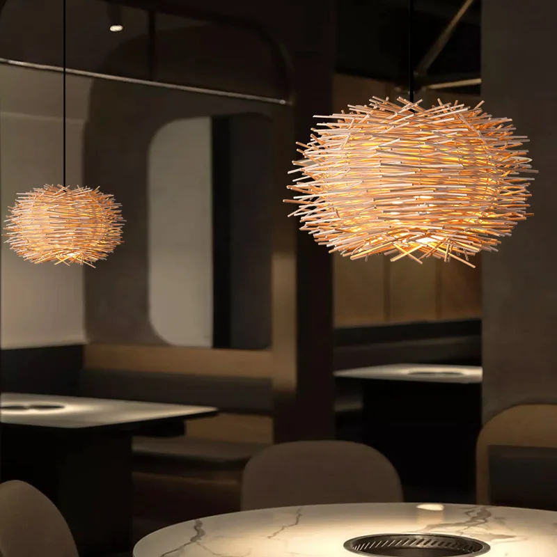 

Hand Knitted Rattan Suspesnion Kitchen Pendant Lamp Dining Room Ceiling Hanging Light