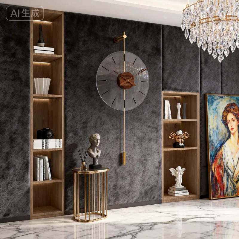 Modern Large Wall Clock Metal Gold Spain Pendulum Clocks Wall Home Decor Nordic Luxury Silent Watch Living Room Decoration Gift