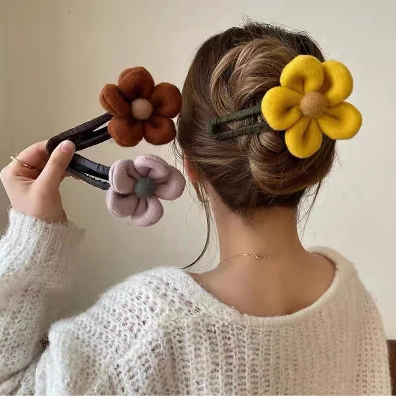 

Autumn New Duckbill Large Flower Hairpin For Women Girl Fashion Hairgrips Elegant Ponytail Clip Female Hair Accessories Headwear