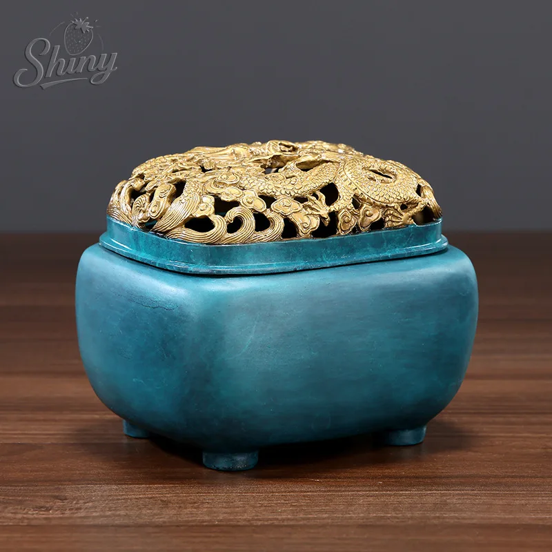

Vintage Brass Hollowed Out Dragon Incense Burner Home Incense Ceremony Tea Room Tea Ceremony Office Ornaments