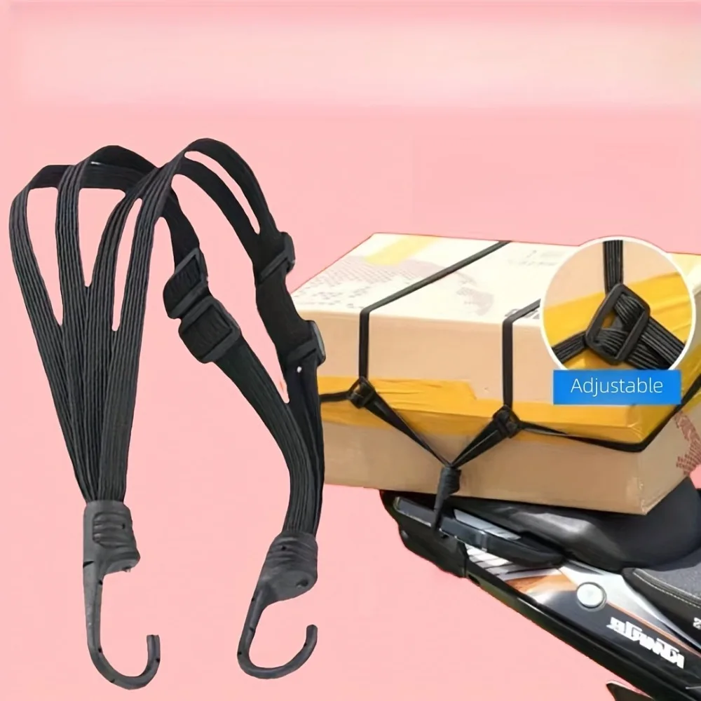 

4-in-1 Multifunctional High-elasticity Strap With Hook Adjustable Motorcycle Electric Bicycle Helmet Rear Box Seat Fixed Strap