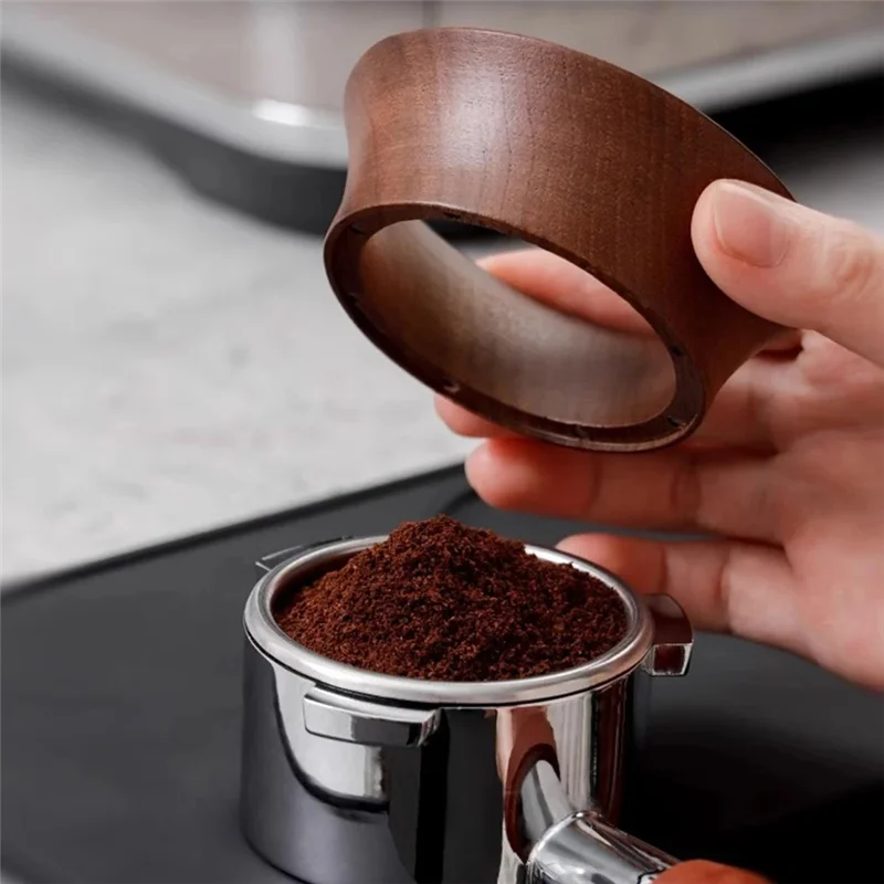A75X Top Coffee Dosing Ring Funnel Magnetic Walnut For Delonghi E61 Portafilter Espresso Accessories