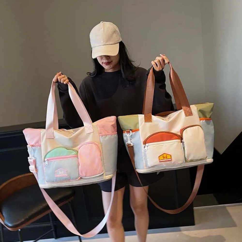 

Oxford Cloth Expandable Travel Bag Yoga Pouch Contrast Color Large Capacity Fitness Bag Polyester Multi-functional