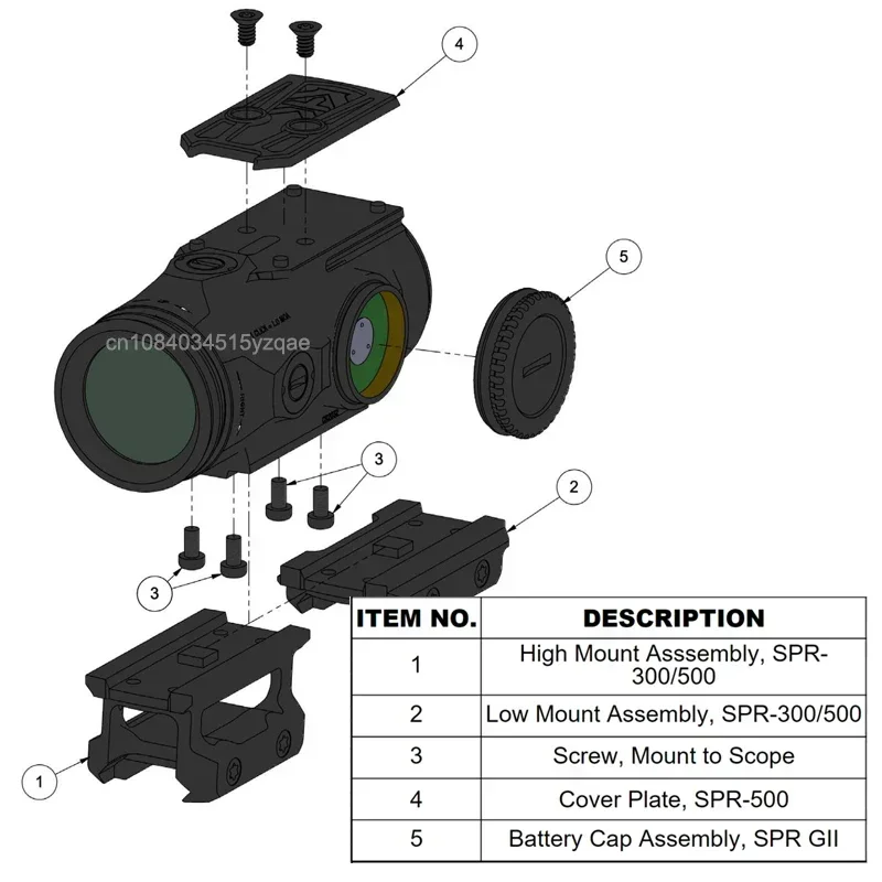 Mira telescópica táctica para Rifle de prisma GEN II 5X, retícula BDC4, lupa de punto rojo para caza táctica, plataforma de montaje MRDS, montaje en riel Picatinny
