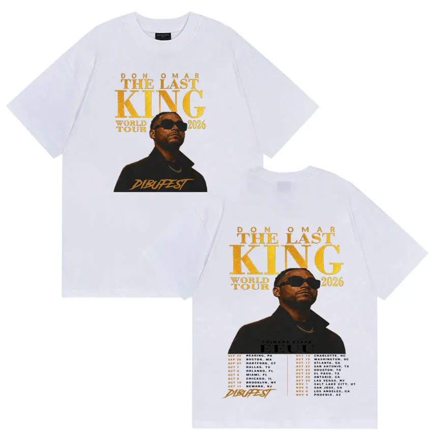 Camiseta con estampado del rapero Don Omar The Last King Tour 2026, camiseta musical para hombres y mujeres, camiseta de Hip Hop, gran oferta, camisetas informales Pop de manga corta