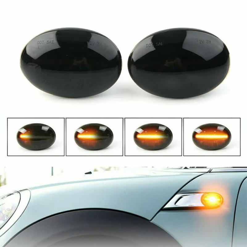 2Pcs Dynamic Sequential LED Front Fender Side Marker Lamp For 202-208 Mini Cooper R50-R52/ For Mini Cooper R55-R58