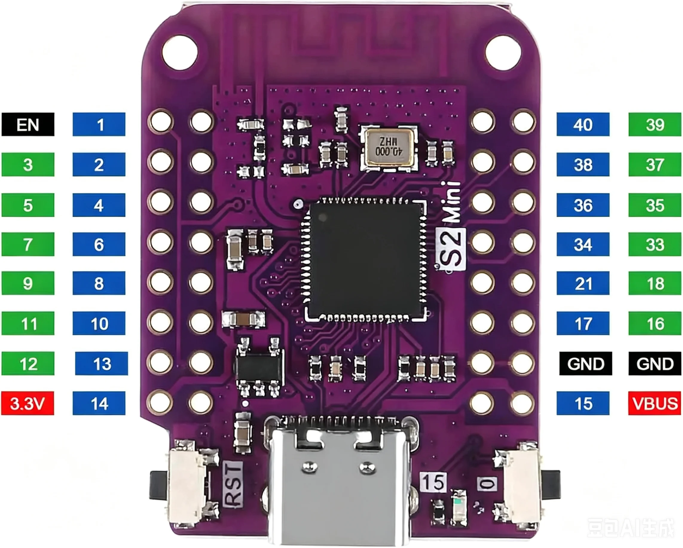 ESP32 S2 Mini V1.0.0 - LOLIN WIFI IOT Board based ESP32-S2FN4R2 ESP32-S2 4MB FLASH 2MB PSRAM MicroPython Arduino Compatible