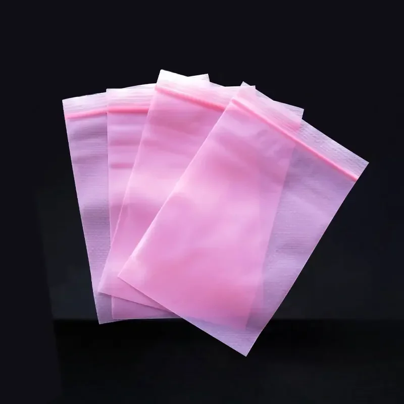 

100pcs Pink PE Self Sealing Bag Anti Static Mobile Phone Data Cable Phone Case Seal Packing Bags Colour Plastic Zipper Bags