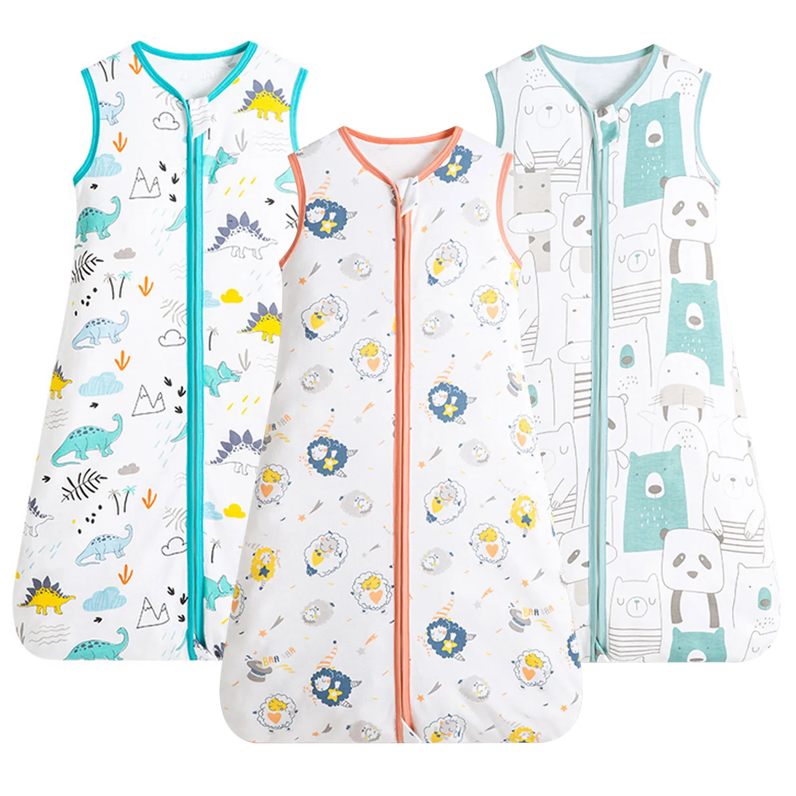 

Baby Sleeping Bag Soft Summer Thin Breathable Dual-Zipper Swaddle Sleeveless Sleep Sack 100%Cotton For Baby Boy Girl 0-48Months