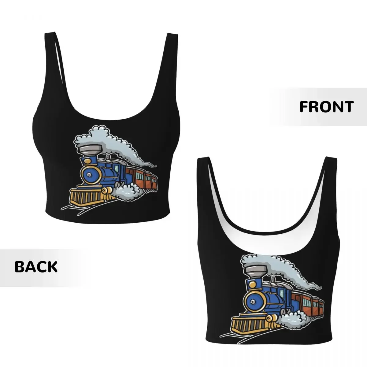Custom Train Railroad Women Sports Vest Bra Gym Workout High Impact Yoga Crop Tank Top