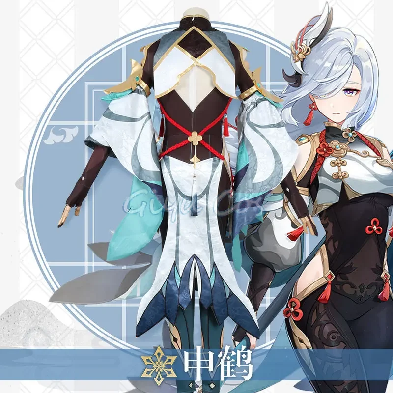 

RT01 Shenhe Cosplay Costume Genshin Impact Adult Carnival Uniform Wig Anime Halloween Costumes Women Game Lesser Lord Kusan*Jk2