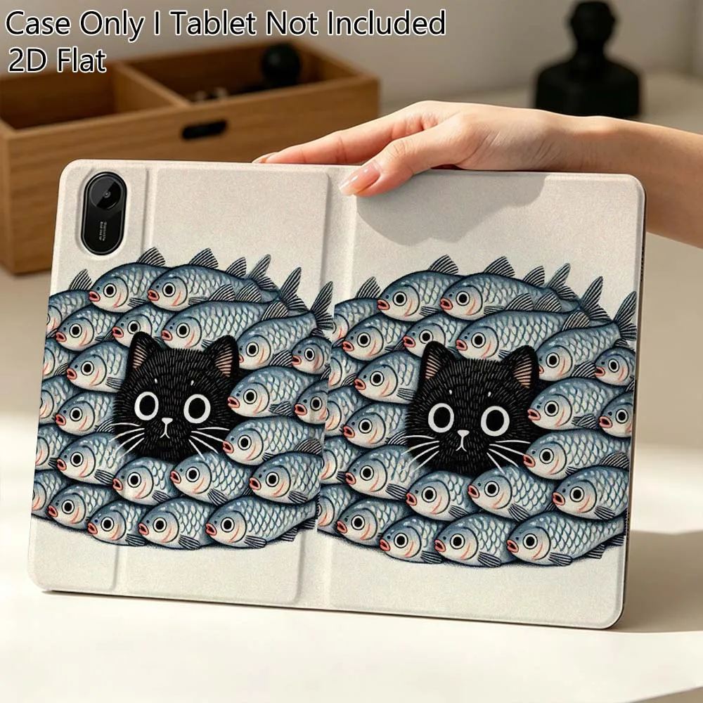 

Cartoon Cool Fish Cat Art Hot For Xiaomi Mi Pad Mini 4 5 6 7 SE Pro Plus Redmi Pad 2 SE 2025 8.8 11 Foldable Tablet Case Gift