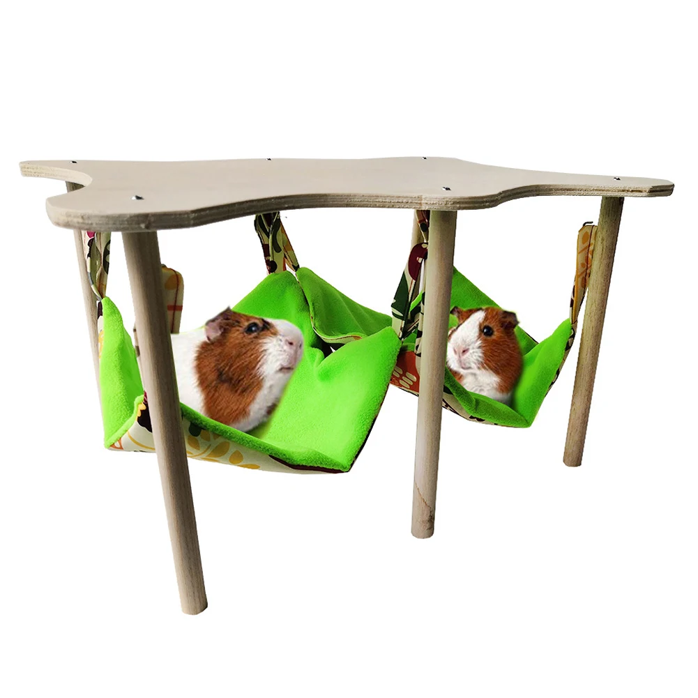 

Guinea Pig Hideout With Wooden Stand Platform Hamster Hammock Hanging Bed Hideout Tunnel For Parrot Ferrets Bunny