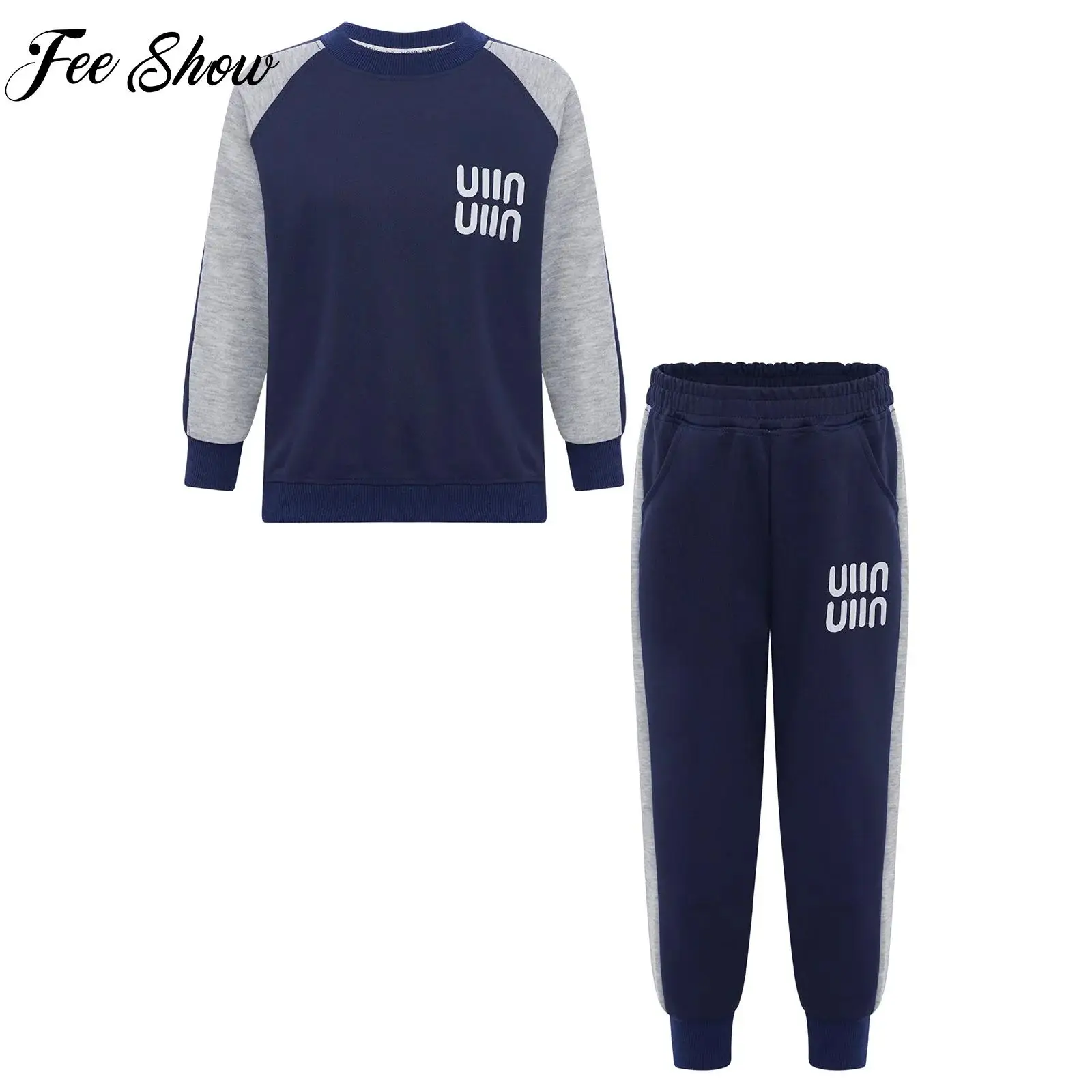 

Модный спортивный комплект для мальчиков, спортивный костюм, пуловер с длинными рукавами реглан, толстовка + спортивные штаны, комплект спортивной одежды из 2 предметов, спортивный костюм