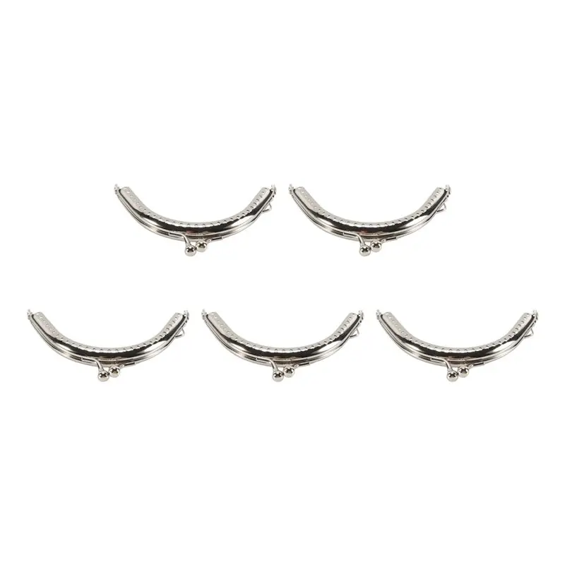 ABIY 5 Metal Frames Snap Clasp Arch Pattern Coin Style Purse Silver