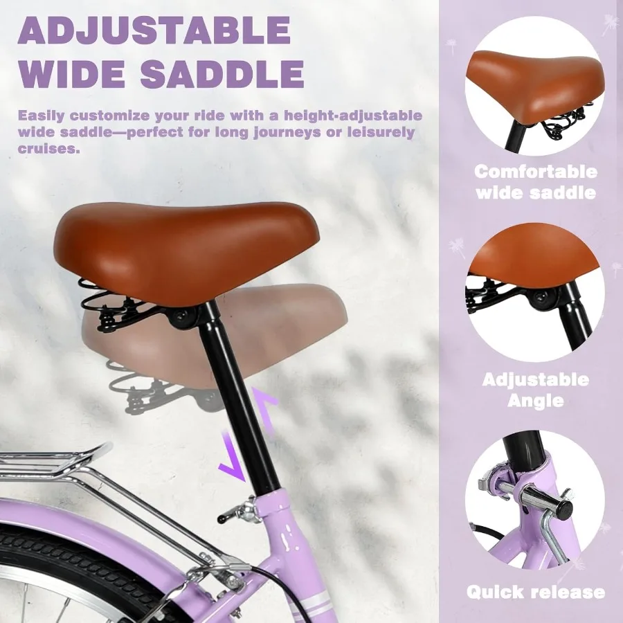 دراجة كروزر الشاطئ للنساء 24 26 بوصة دراجة تخفيف الإناث 1 سرعة دراجة نسائية مع سلة مزدوجة Vbrake مقعد قابل للتعديل امرأة #2
