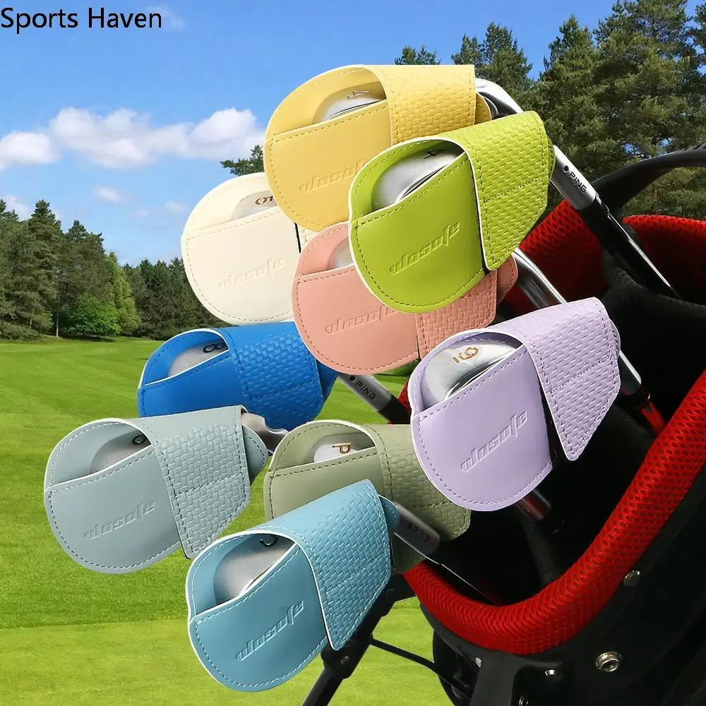 

Waterproof Golf Iron Head Covers Colorful PU Leather Golf Leather Club Cap Golf Accessories