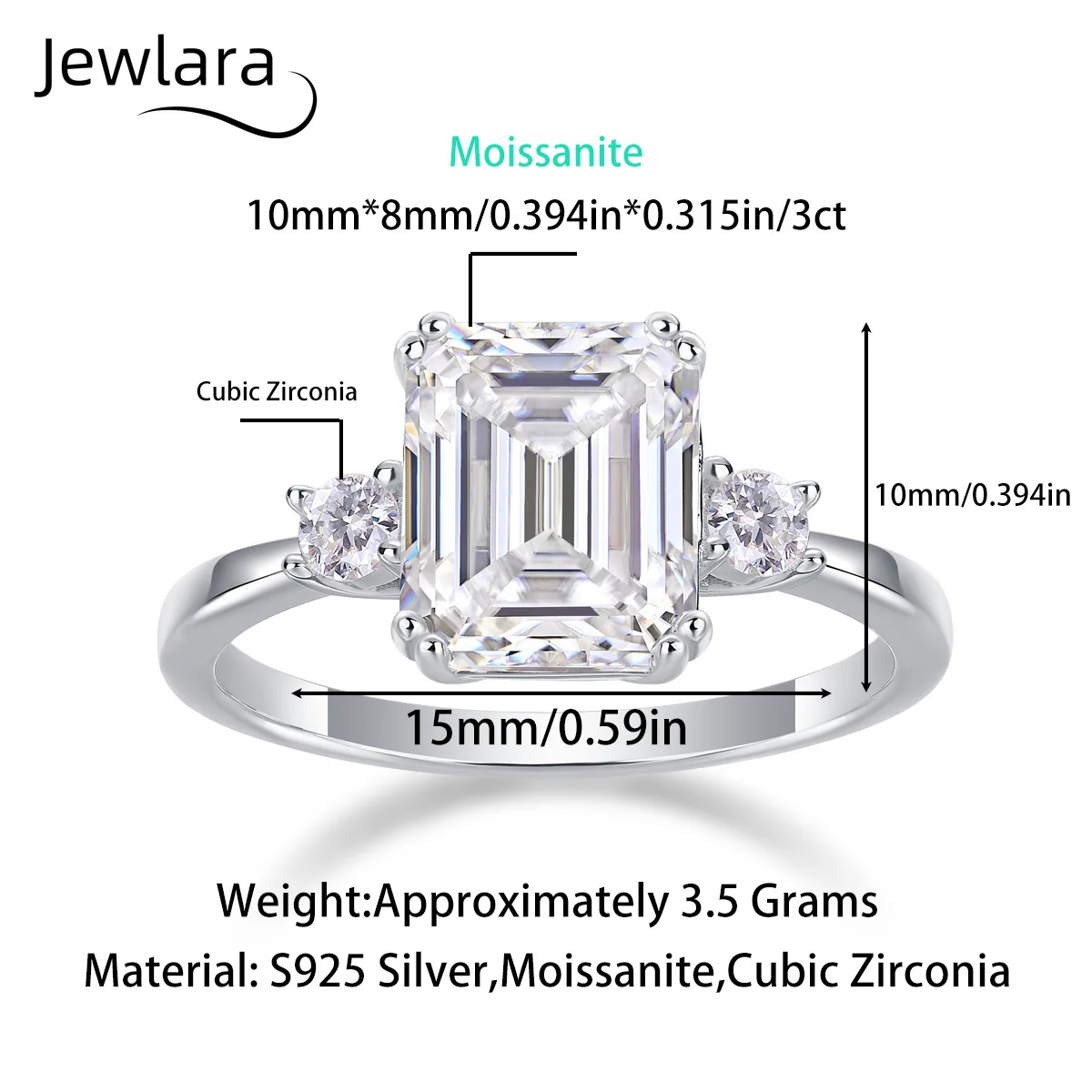JEWLARA Token Ring S925 Silver Moissanite Closed Ring 2025 New Model