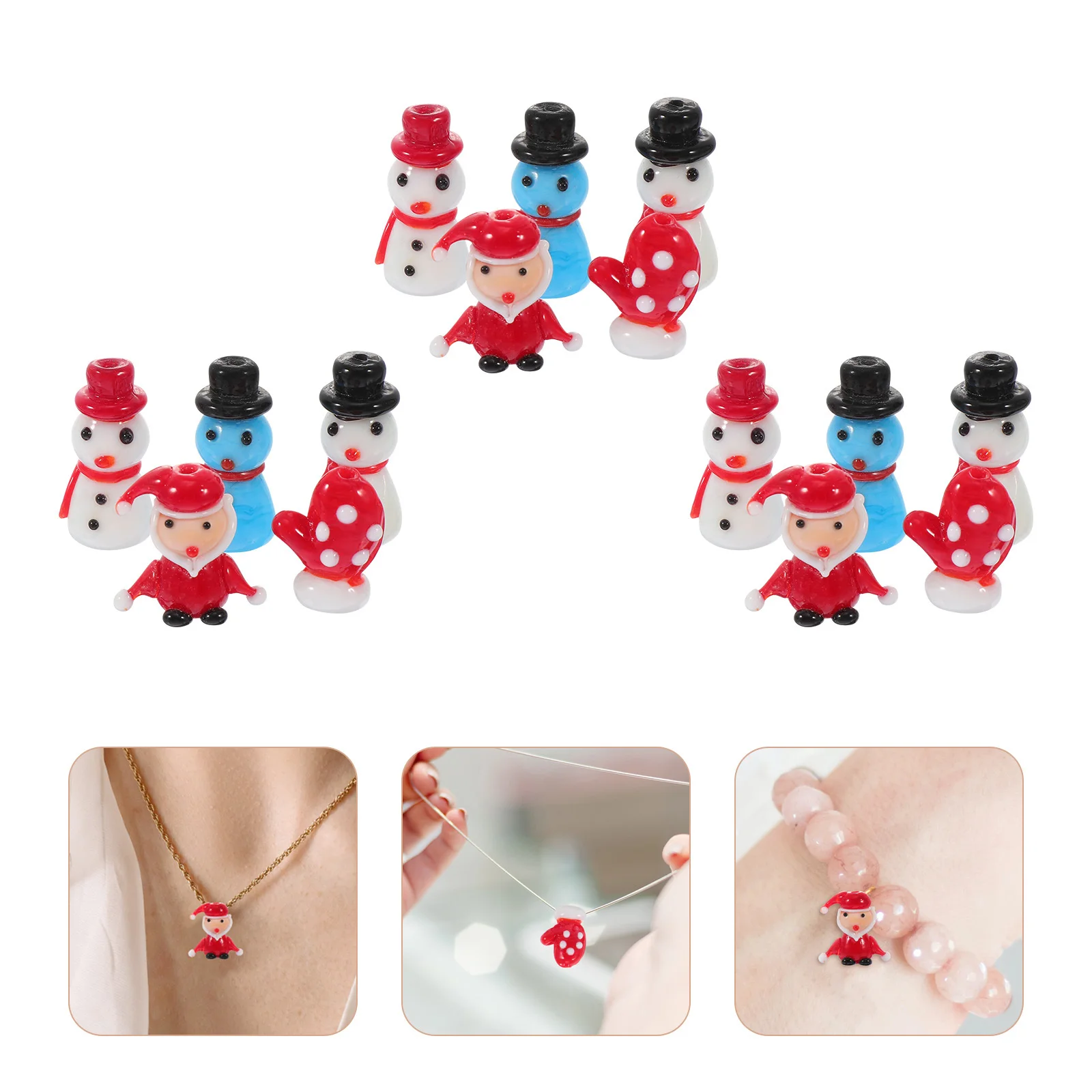 

15Pcs Christmas Themed Glass Beads Loose Beads DIY Jewelry Accessories Bracelet Necklace Pendant Making Charms