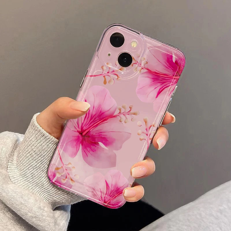 Flower Floral Pattern Phone Case For Samsung Galaxy S25 S24 S22 Ultra S23 S22 S21 FEPlus A56 A55 A36 A26 A15 A16 Soft TPU Cover