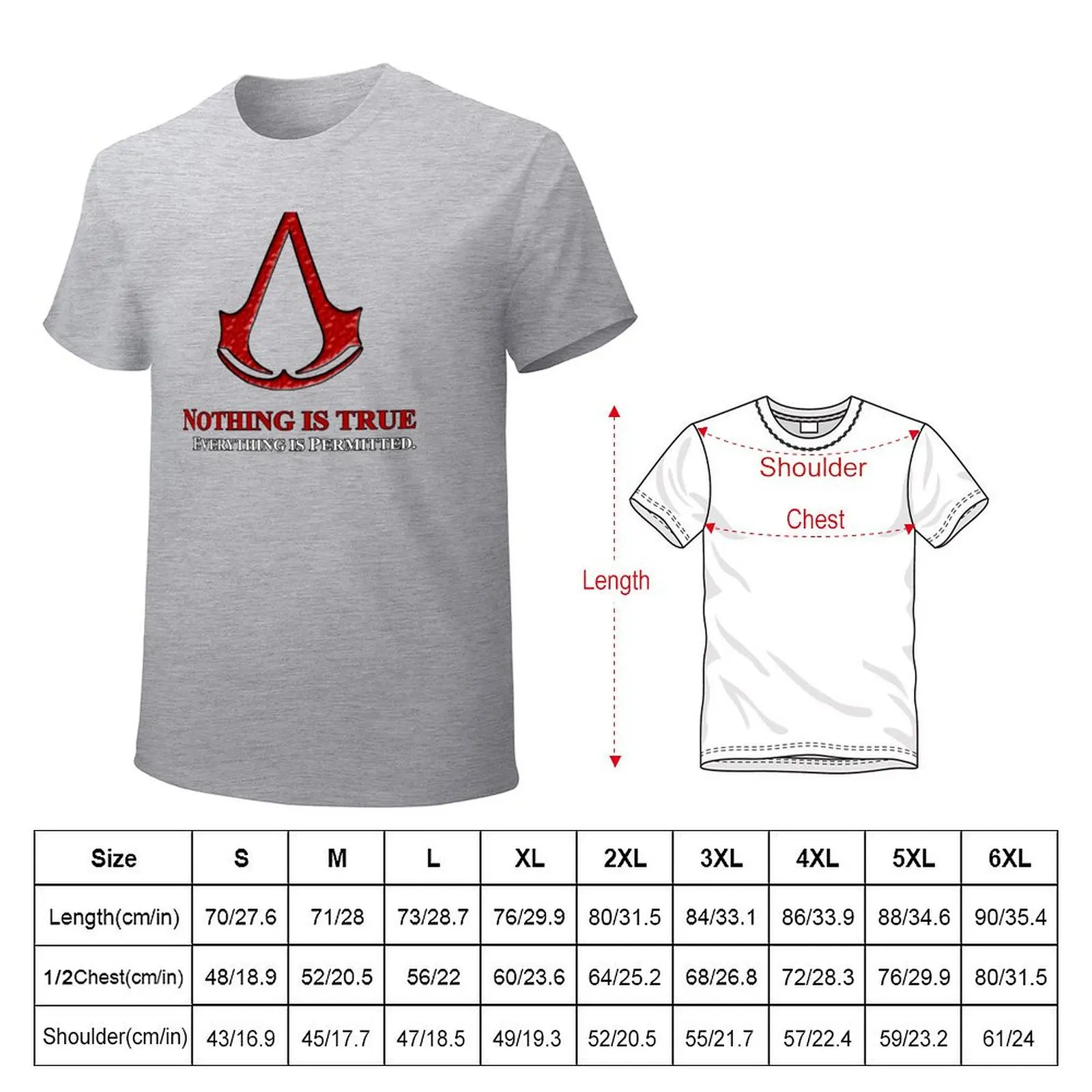 Nothing is true everything is permitted typograph T-shirt plus size tops plain cute tops Men's clothing