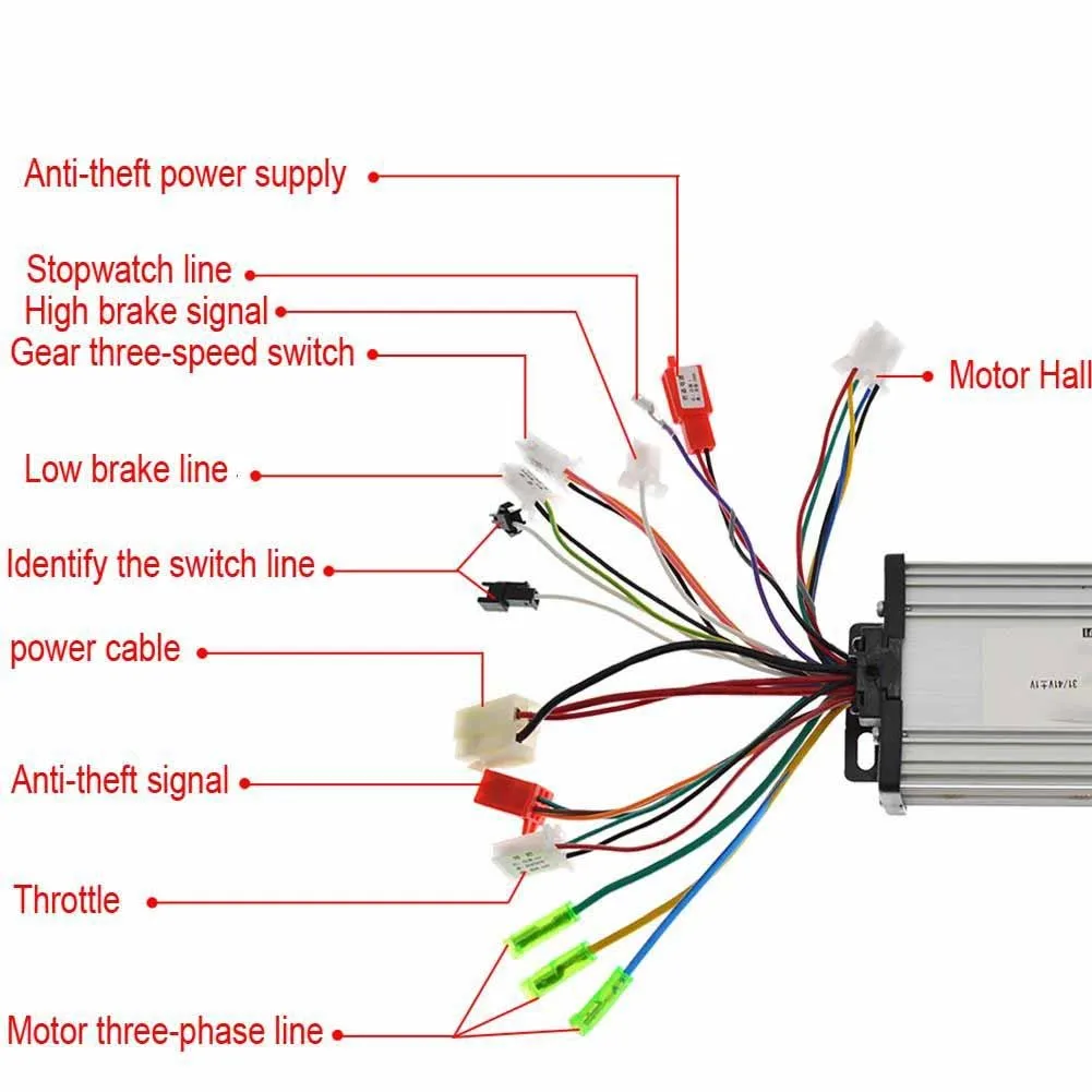 Electric Bicycle Controller 36V-48V 350W 17A E-Bike Scooter Motor Brushless Controller Aluminum Alloy Cycling Accessories