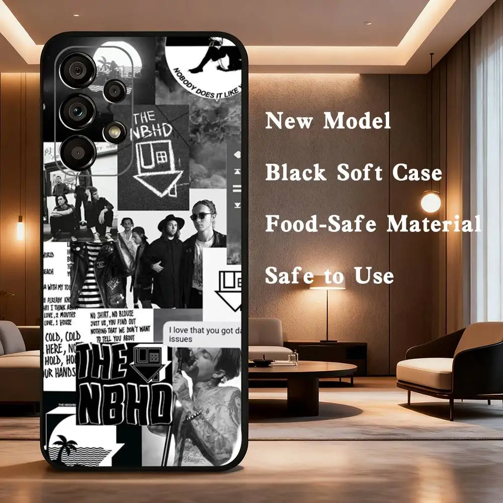 حافظة هاتف N- Neighborhood N-NBHD لهاتف سامسونج جالاكسي A73,31,32,72,41,53,52,71,22,5G,Note,J7,8,9 غطاء أسود ناعم