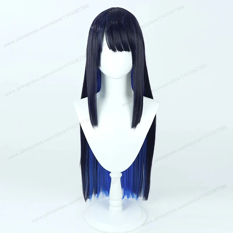 Jomae Saori Cosplay 75cm Black Mixed Blue Long Synthetic Women Wig Heat Resistant Hair High Quality Wigsx,5;d'2.y;8'