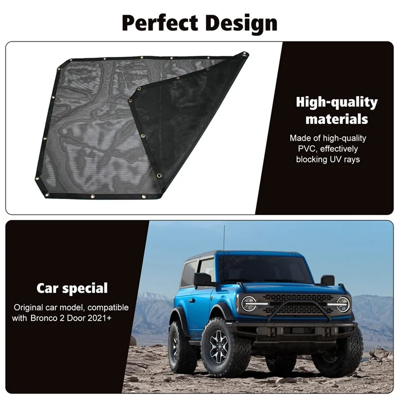 

Sunshade Mesh Shade Top Cover Provides Roof UV Sun Protection For Ford Bronco 2 Door 2021 2022 2023 Accessories