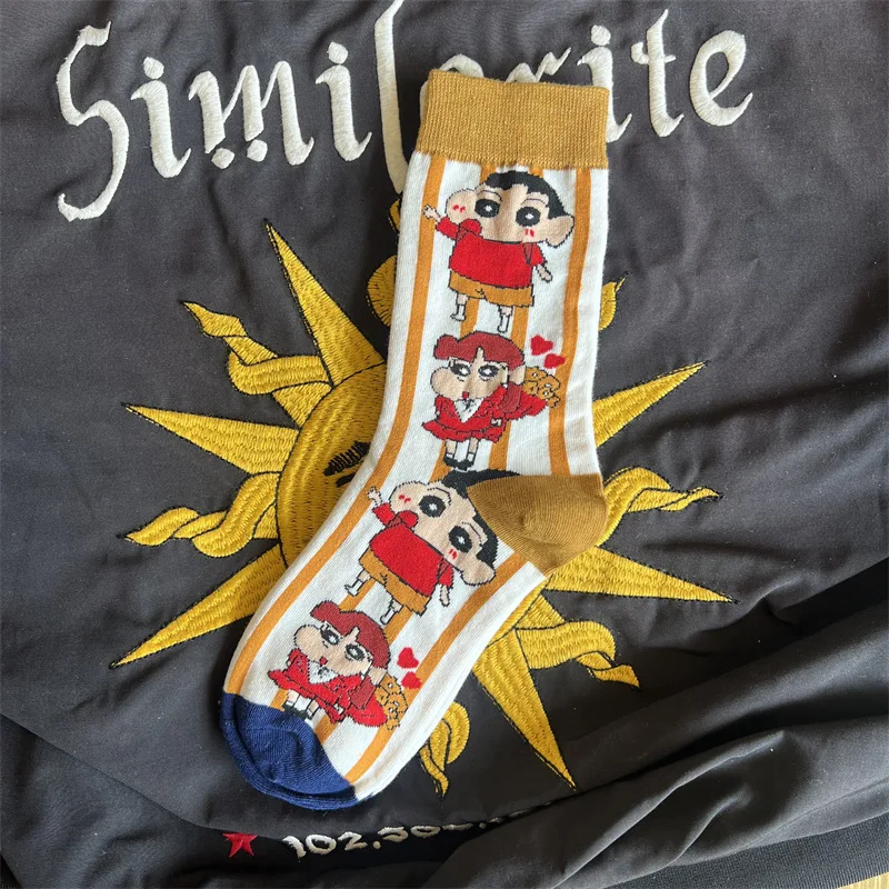 للتلوين شين تشان نوهارا شينوسوكي الكرتون لطيف جوارب متوسطة هدية عيد شخصية الإبداعية أنيمي الجوارب الطرفية