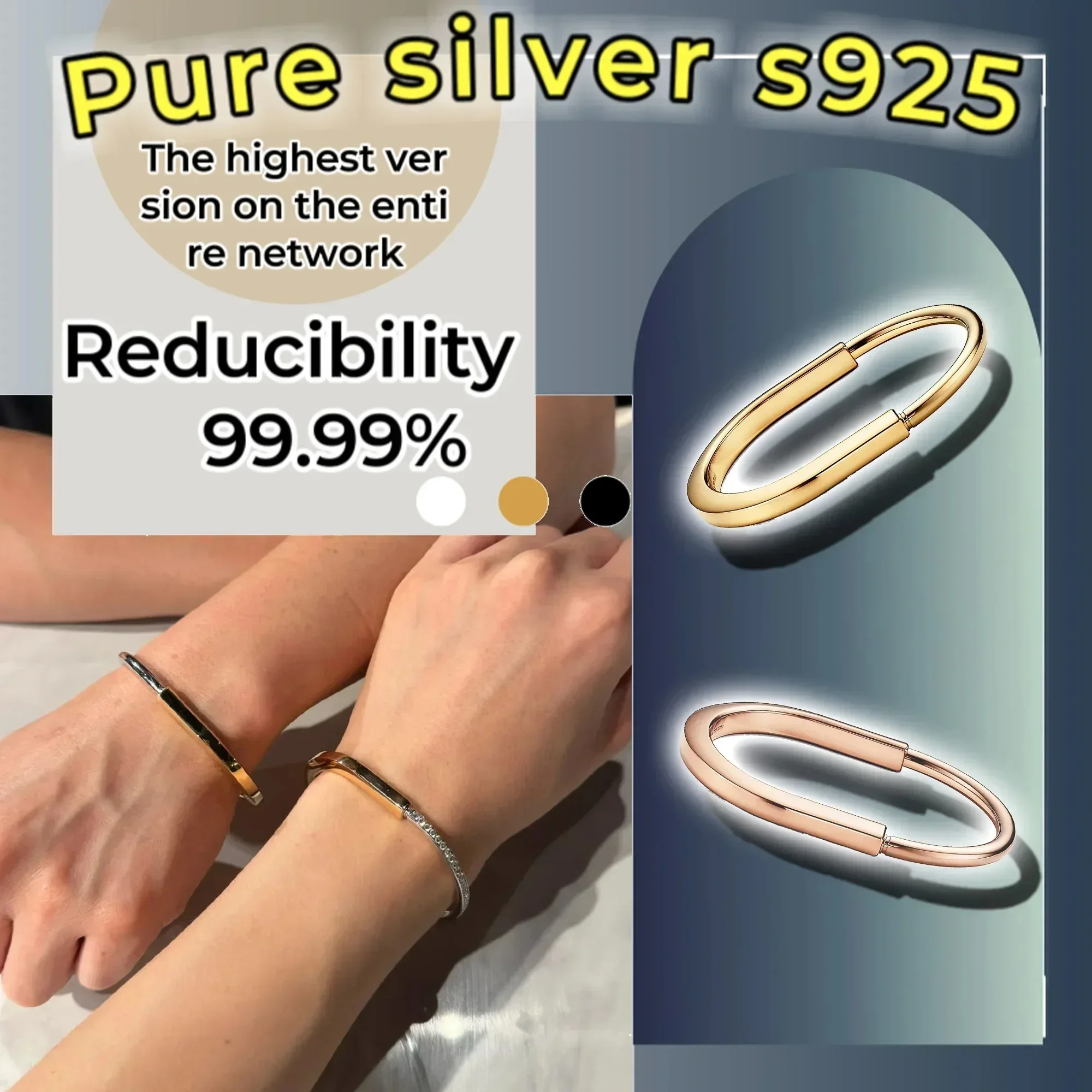 

Pulsera con cerradura de plata pura S925: tendencia de fiesta и хип-хоп, moda vanguardista, estilo разбира и американicano
