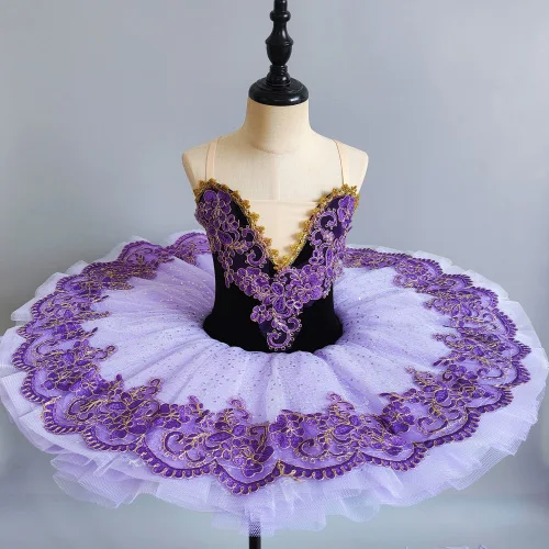 

Детское профессиональное балетное танцевальное платье, юбка-пачка с изображением маленького лебедя для девочек, фиолетовое агентство для выступлений на Новый год