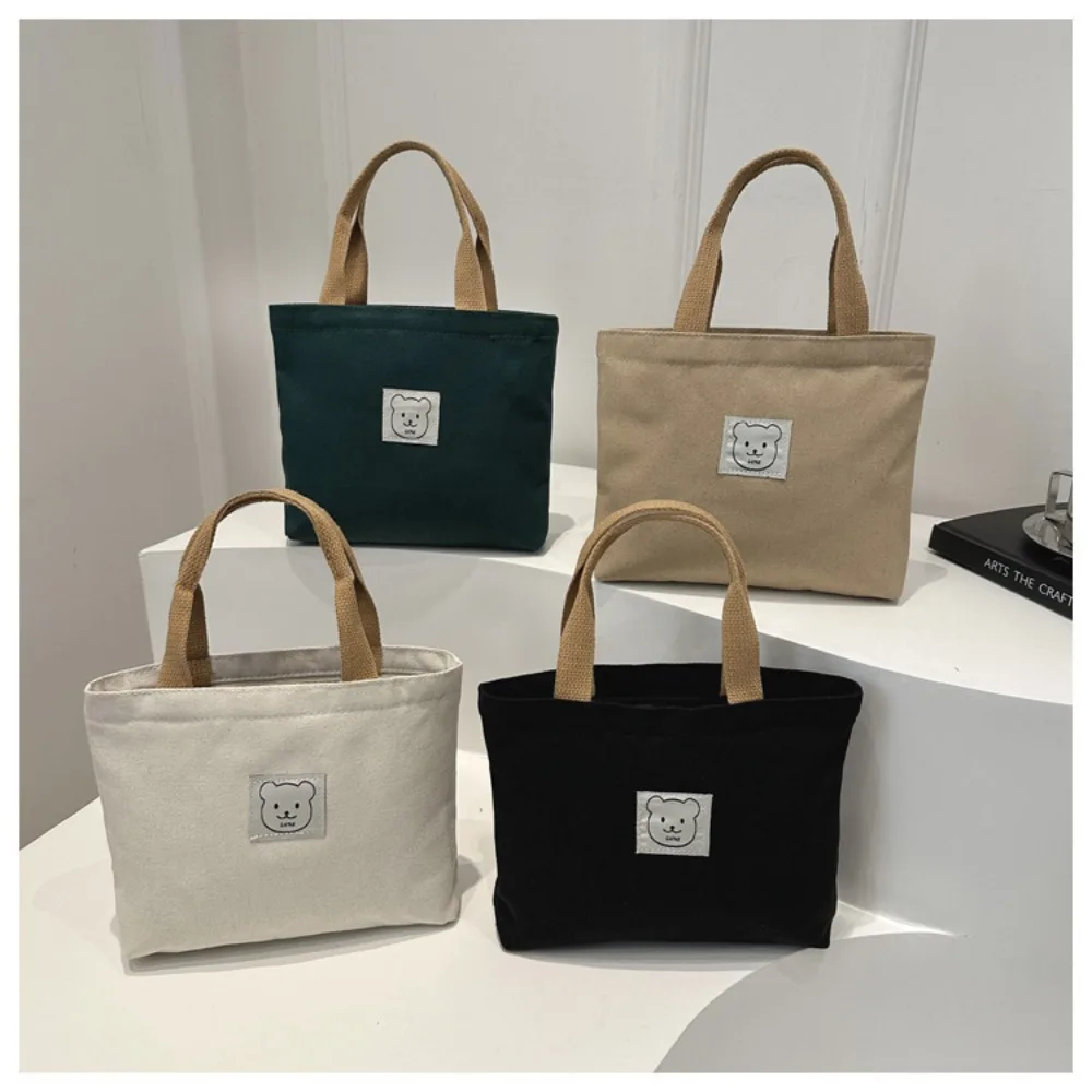 

Fashionable Canvas Lunch Box Bag Large Capacity Lightweight Storage Bag Bear Handbags Women's