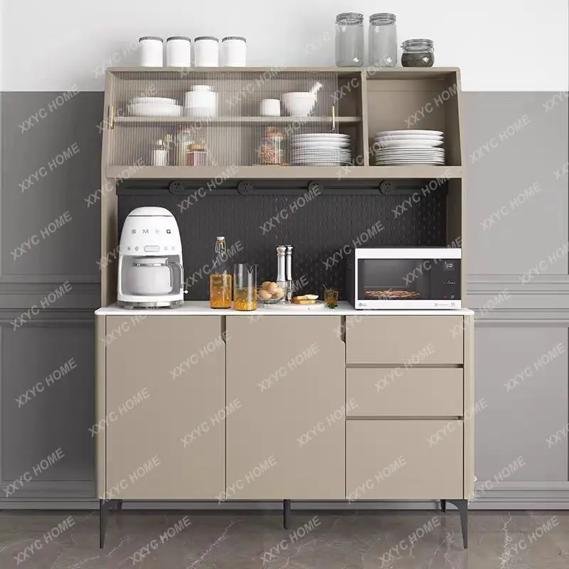 

TT Household rock slab dining side cabinet, hole slab, solid wood storage integrated wall cabinet
