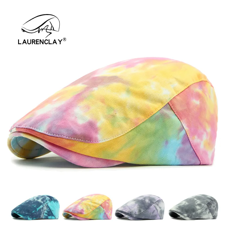 

Spring and Summer Tie-dyed Adjustable beret for women British retro style new version of the baseball cap for Ladies