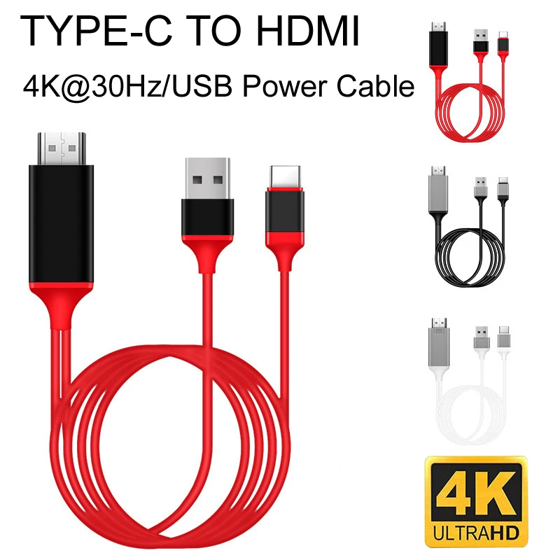 2M laptop telefon rodzaj USB-c do HDMI TV 4K @ 30Hz 1080P projekcja taka sama kabel ekranu konwersja HD komputer stancjonarny przewód zasilający USB