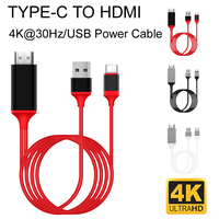 2M laptop Phone USB Type-c To HDMI TV HDTV 4K@30Hz 1080P Projection Same Screen Cable HD Conversion PC Computer USB Power  Cable