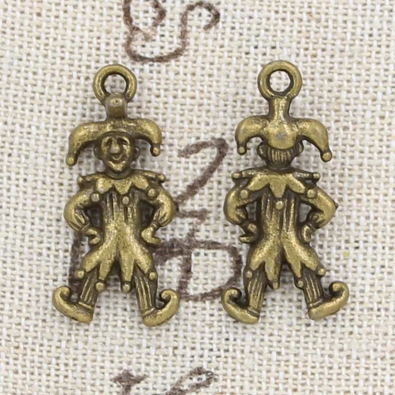10 sztuk Charms Clown Joker Jester 25x12mm Antique Making wisiorek fit, w stylu Vintage tybetański brąz srebrny kolor, ręcznie robiona biżuteria DIY — zdjęcie 3