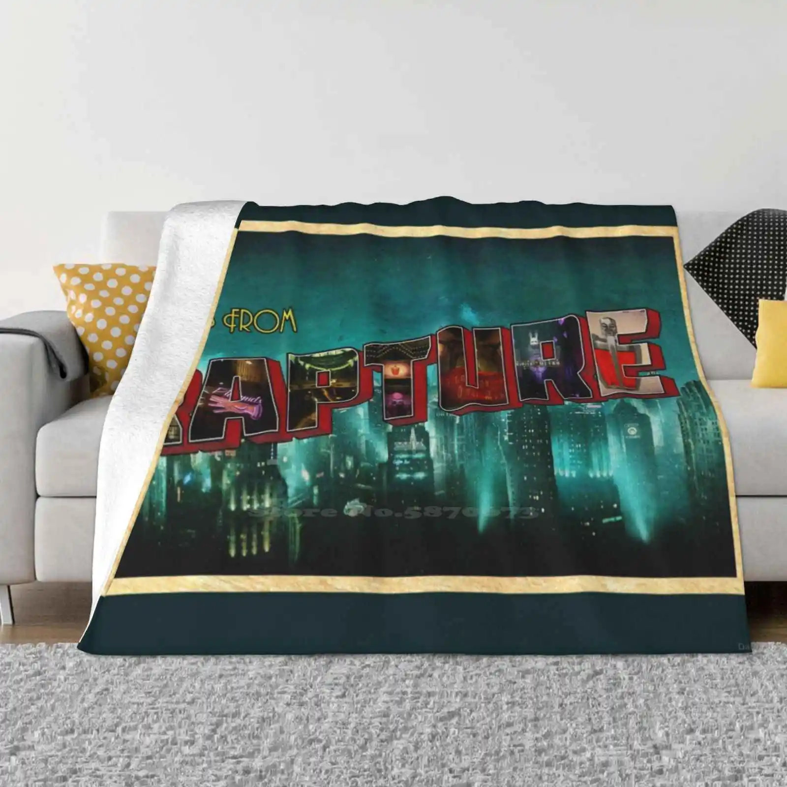 Greetings From Rapture! Four Seasons Comfortable Warm Soft Throw Blanket Rapture Bioshock 1 Bioshock 2 Retro Vintage Travel