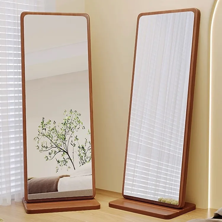 DSA solid wood dressing mirror household bedroom full body changing floor mirror against the wall simple fitting mirror