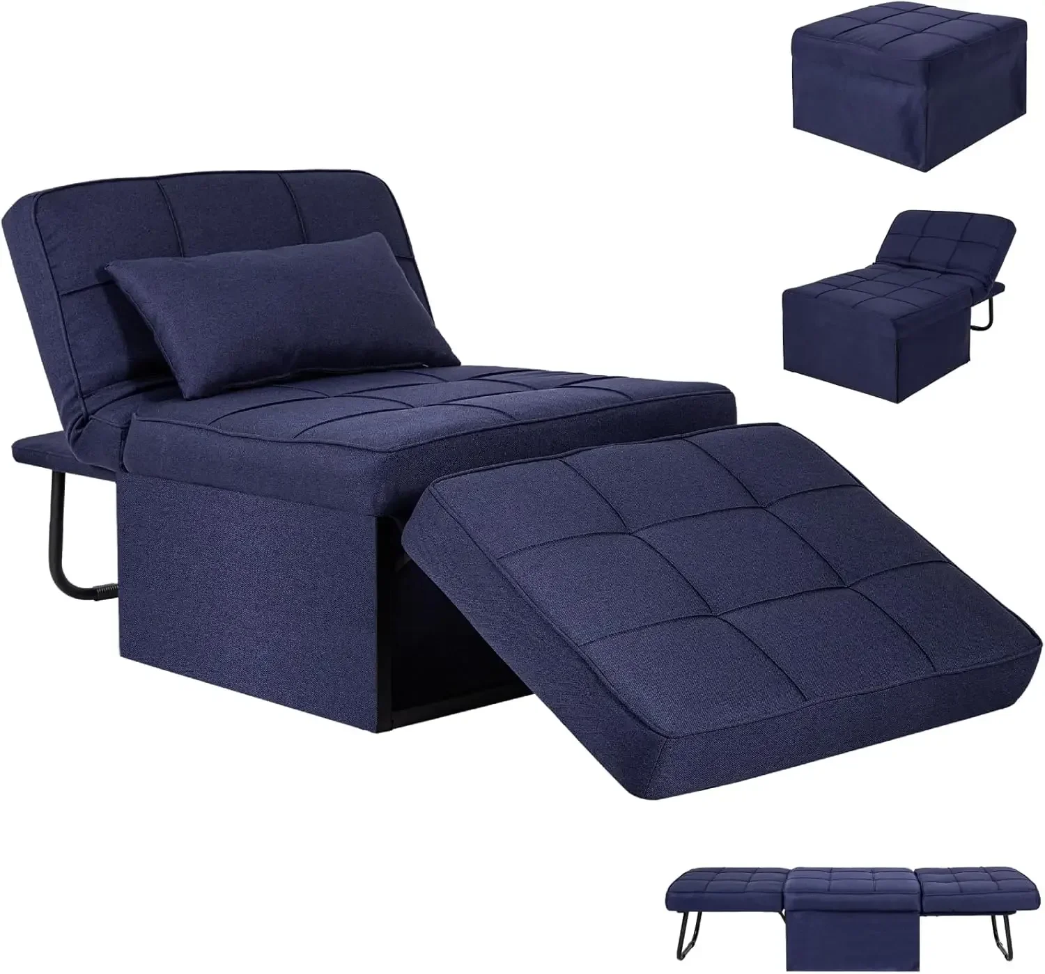 

Convertible Sofa Bed, 4 in 1 Multi-Function Folding Ottoman Bed with Adjustable Backrest, Modern Pull Out Sleeper Chair