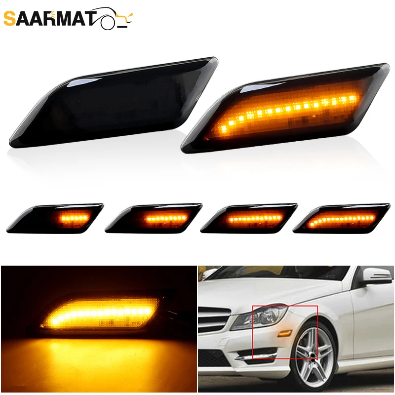 

2pcs Car LED Front Bumper Side Marker Lights Clear/Smoked/Yellow Lens For Benz W204 C180 C200 C250 C300 C350 OEM#2049067301