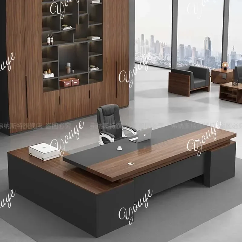 J Corner مكتب مكتب فاخر درج منزلي بني دراسة مكتب الكمبيوتر التنفيذي المنزل الكتابة ميسا Ordenador الأثاث