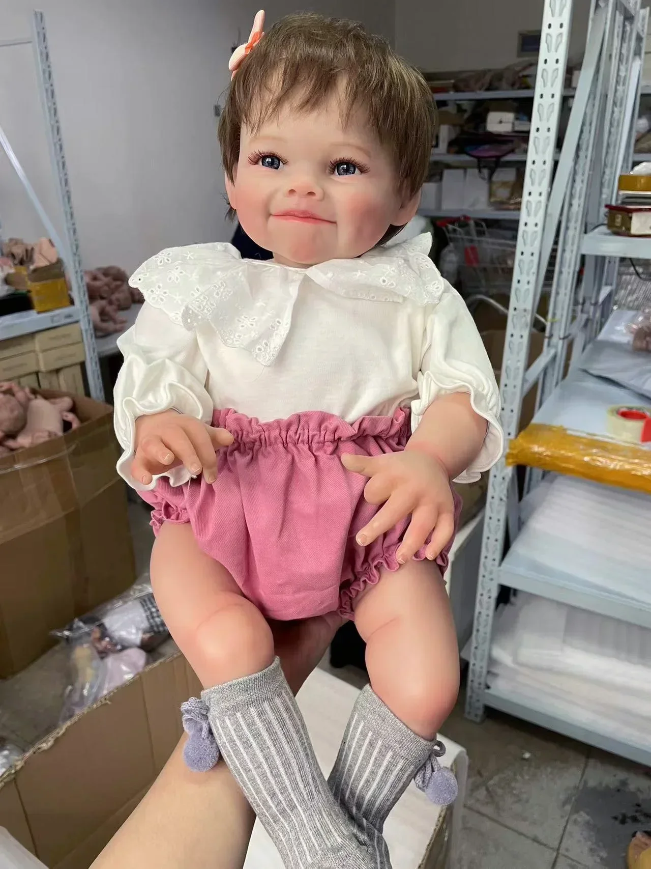 Raya Miękka Lalka Reborn dla Dziewczynki, Ciało z Miękkiego Materiału, 24 cale, Wielowarstwowa Malowana Skóra 3D z Widocznymi Żyłkami, Włosy Wszywane Ręcznie