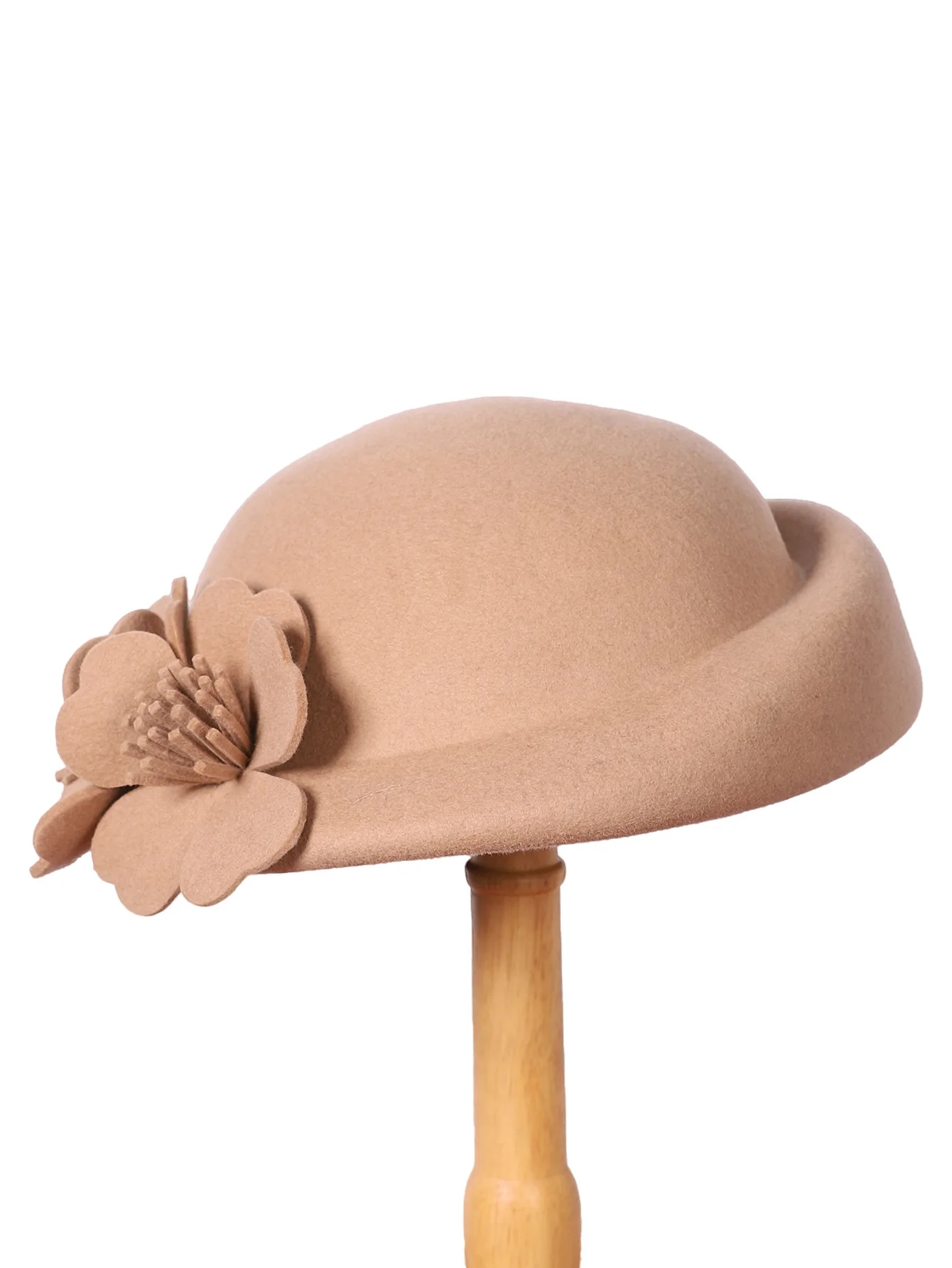FS Blau Lila Wolle Französisch Baskenmütze Breite Krempe Fedora Hüte Für Frauen Elegante Kirche Hüte Große Blume Damen Hochzeit Tee Party Hut Ken – Detail 7