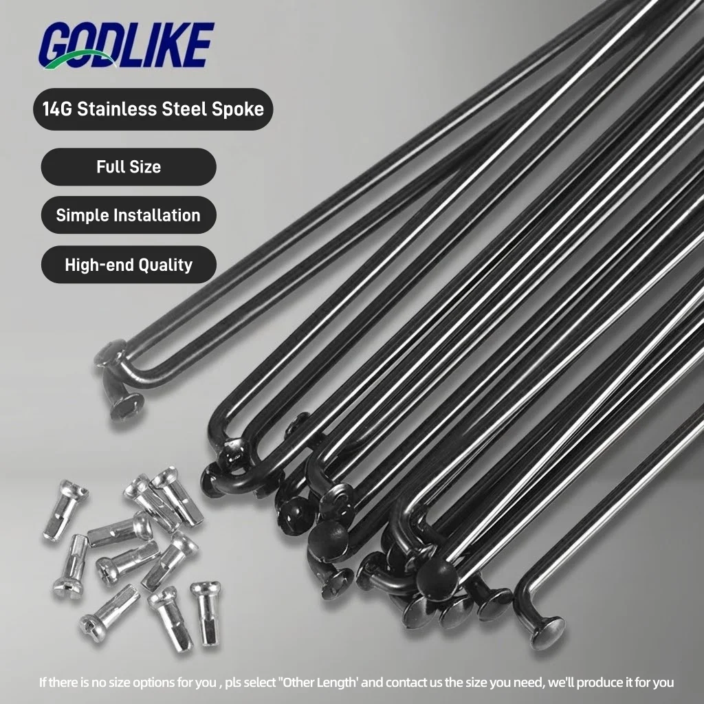 

GODLIKE High Quality 36PCS Stainless 14G 2.0mm Black Bike Spokes Stainless Steel Mountain Road High Strength Folding MTB BMX