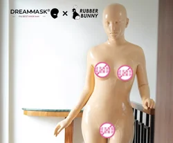 (Q03R Ching-03 Rubber Set)'Dreammask' DMS Crossdress Female Full Head Kigurumi Male To Female Rubber Doll Mask And Latex Suit